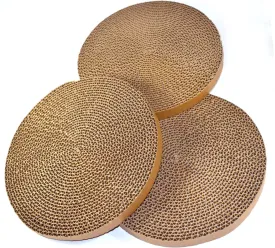 HQRP 3-Pack Round Cat Scratcher Refill, 10'' Round Scratch Pads for Cats, Refill for Cat Scratcher with Ball, Circular Cardboard Insert, Medium