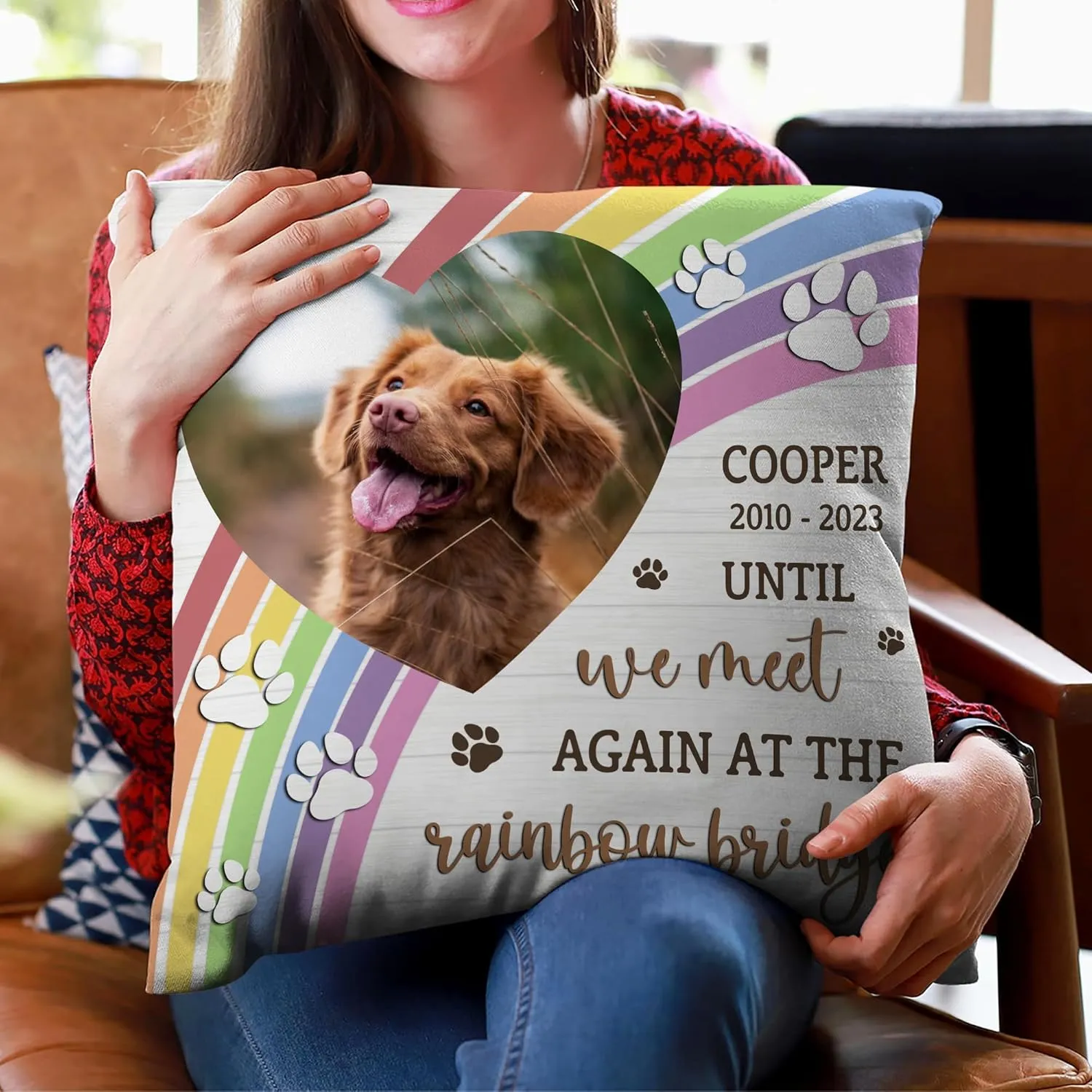 Hyturtle Personalized Pet Memorial Pillow with Insert 12"x12" Double-Sided Printed with Picture - Sympathy Gifts for Loss of Cat Dog - Remembrance Bereavement Gifts - Custom Photo Memorial Home Decor