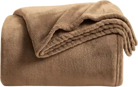 KMUSET Brown Fleece Throw Blanket for Couch - Warm Cozy Soft Lightweight Blankets All Seasons Suitable 50 x 60 inches