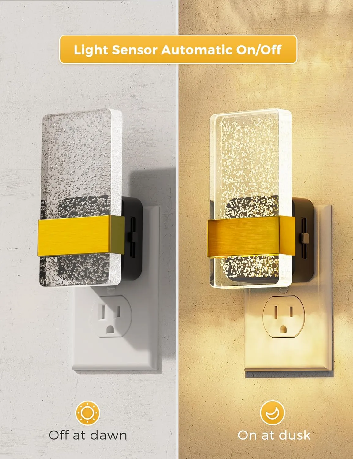L LOHAS LED Night Lights Plug Into Wall [2 Pack], Decorative Night Light with Dusk-to-Dawn Sensor, 0-100LM Dimmable Nightlight, Wall Sconce-Style Design Nightlights for Bathroom, Hallway,Stairway,Gift