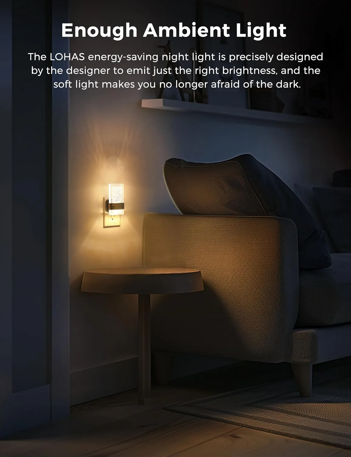 L LOHAS LED Night Lights Plug Into Wall [2 Pack], Decorative Night Light with Dusk-to-Dawn Sensor, 0-100LM Dimmable Nightlight, Wall Sconce-Style Design Nightlights for Bathroom, Hallway,Stairway,Gift
