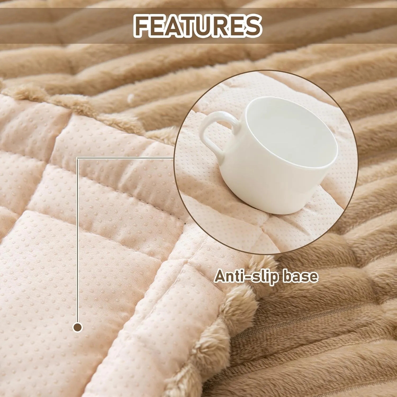 LiveGo Fuzzy Couch Covers for Pets, Couch Protector for Dogs Garden Chic Cotton Protective Couch Cover, Pet Mat Bed Couch Cover (Milky Coffee, 70x180 cm/27.6x70.9 in)