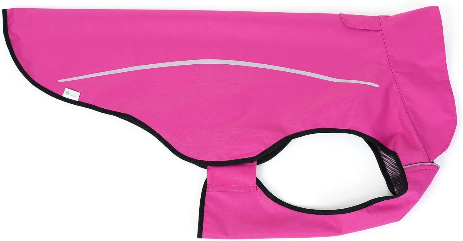 Mile High Life Dog Raincoat, Adjustable Waterproof Reflective Rain Jacket for Small Medium Large Dogs, Lightweight Breathable Pet Rain Coat with Leash Hole(Hot Pink,M Chest 26-32")