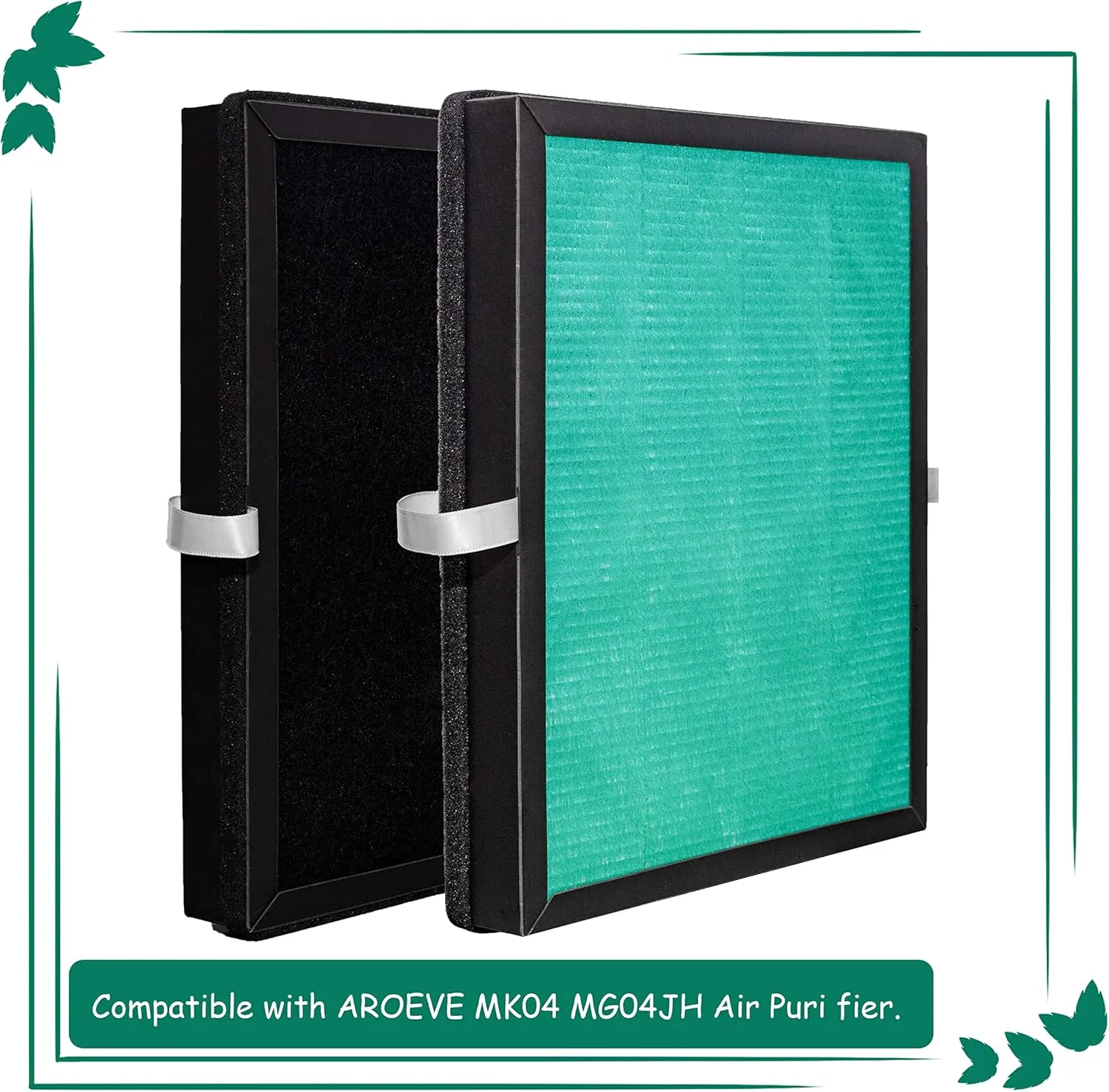 MK04 MG04JH True HEPA Replacement Filter, Compatible with MG04JH MK04 Air Purifier, Compare to Part# MK04LX, 2Pack (MK04 Green)