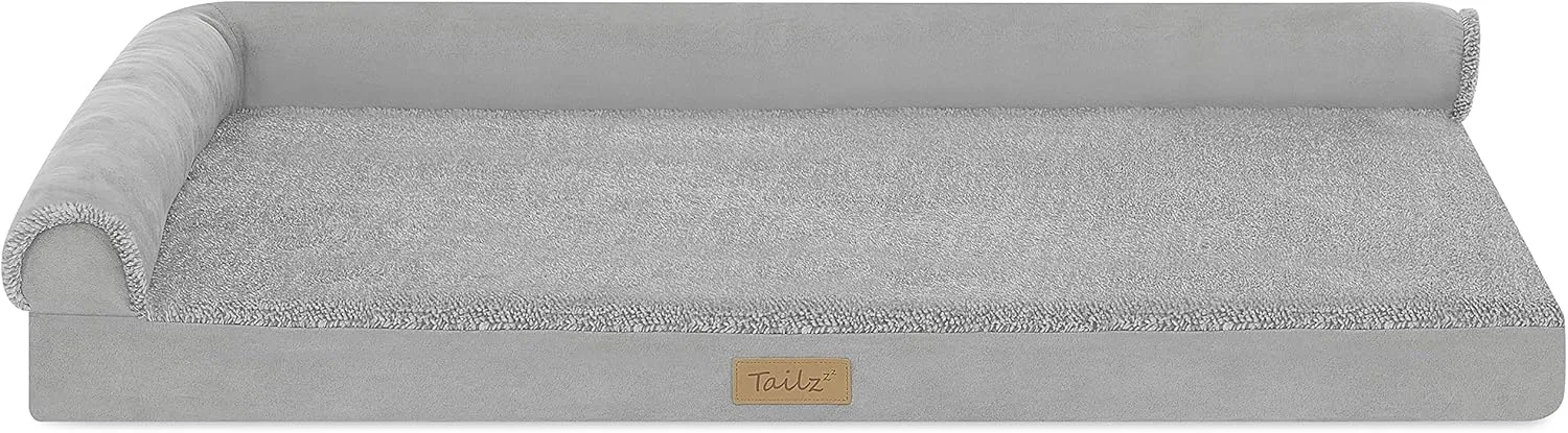 Pet Bolster Mattress, Large to Extra Large Dog and Cat Mattress, Orthopedic Pet and Crate Mattress, L-Shaped Pet Mattress, Anti-Slip and Chew Proof Pet Mattress Bed, Cozy - TailZzz