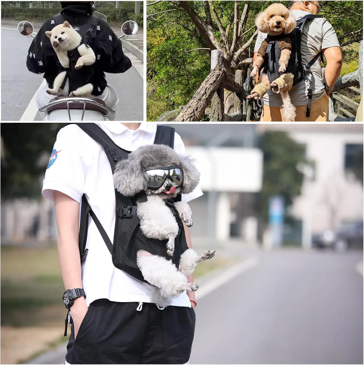 Pet Front Dog Carrier Backpacks, Adjustable Dog Backpack Carrier, Comfortable Shoulder Straps, Soft Sponge Cushion, Designed to Fit Pets, S Size, 2-7LB