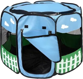 Pet Portable Foldable Play Pen Exercise Kennel Dogs Cats Indoor/outdoor tent for small medium large pets Animal Playpen with Pop up mesh cover great for travel by Etna