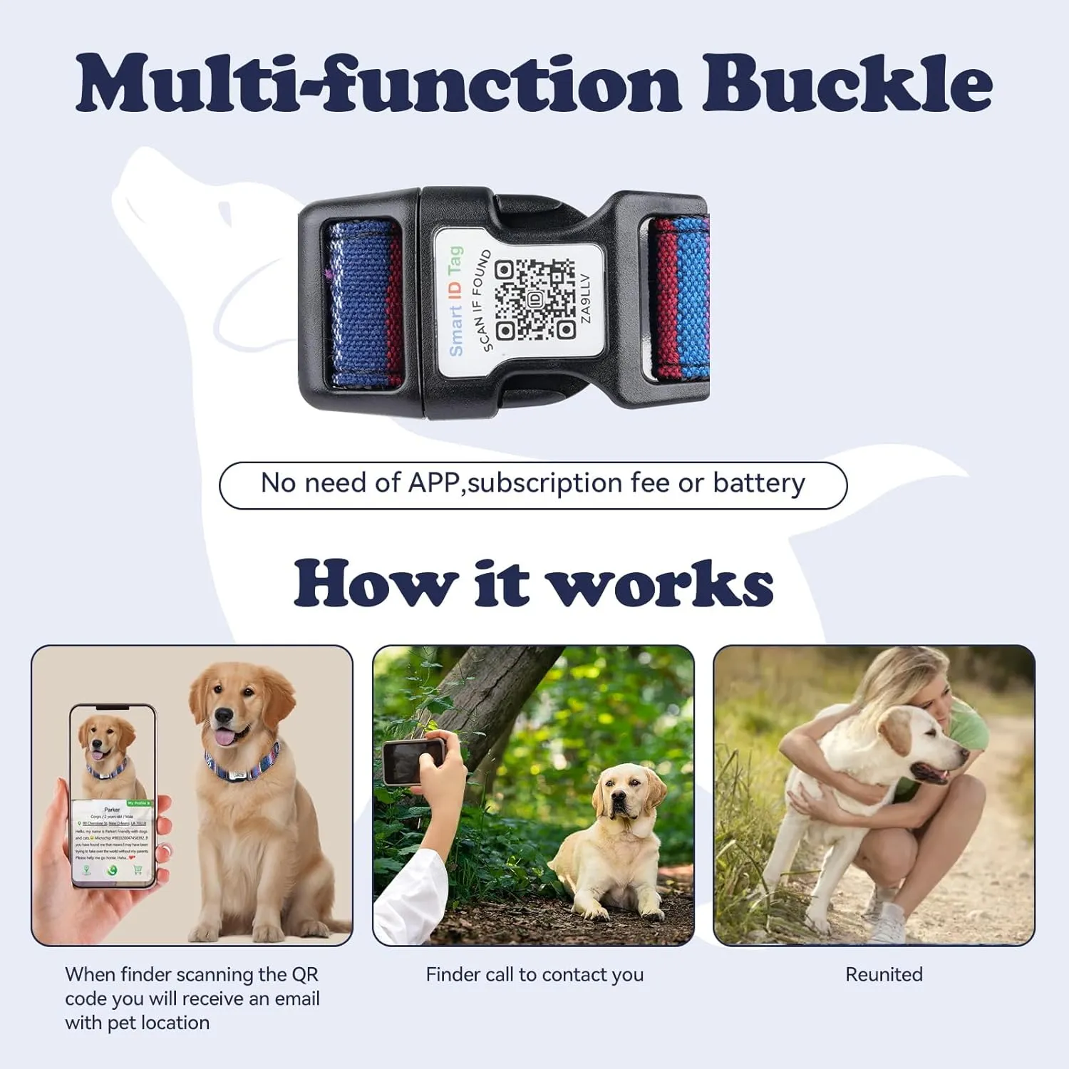 QR Code Dog Collar with ID Tag  Personalized Pet Identification Collar, Anti-Loss Quick Scan Tracking | Adjustable Nylon Strap Fits Small, Medium & Large Dogs (Black, S)