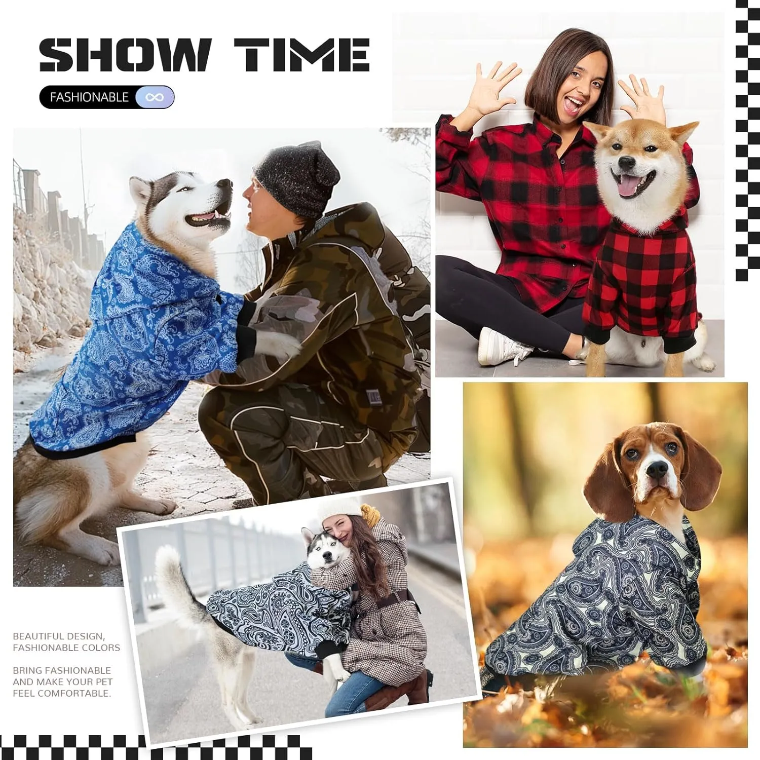 Red Plaid Dog Hoodie Soft Dog Sweater Hoodie with Leash Hole and Pocket Elastic Pet Clothes Sweatshirt for Small Medium Large Size Dogs(Red A,Medium)