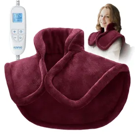 RENPHO Heating Pad for Neck and Shoulders and Back, Fathers Day Dad Gifts, Electric Heated Pad for Neck Pain Relief, 6 Heat Settings 2H Auto Off, ETL Safety Certified, Gifts for Women Men 21"x23" Red