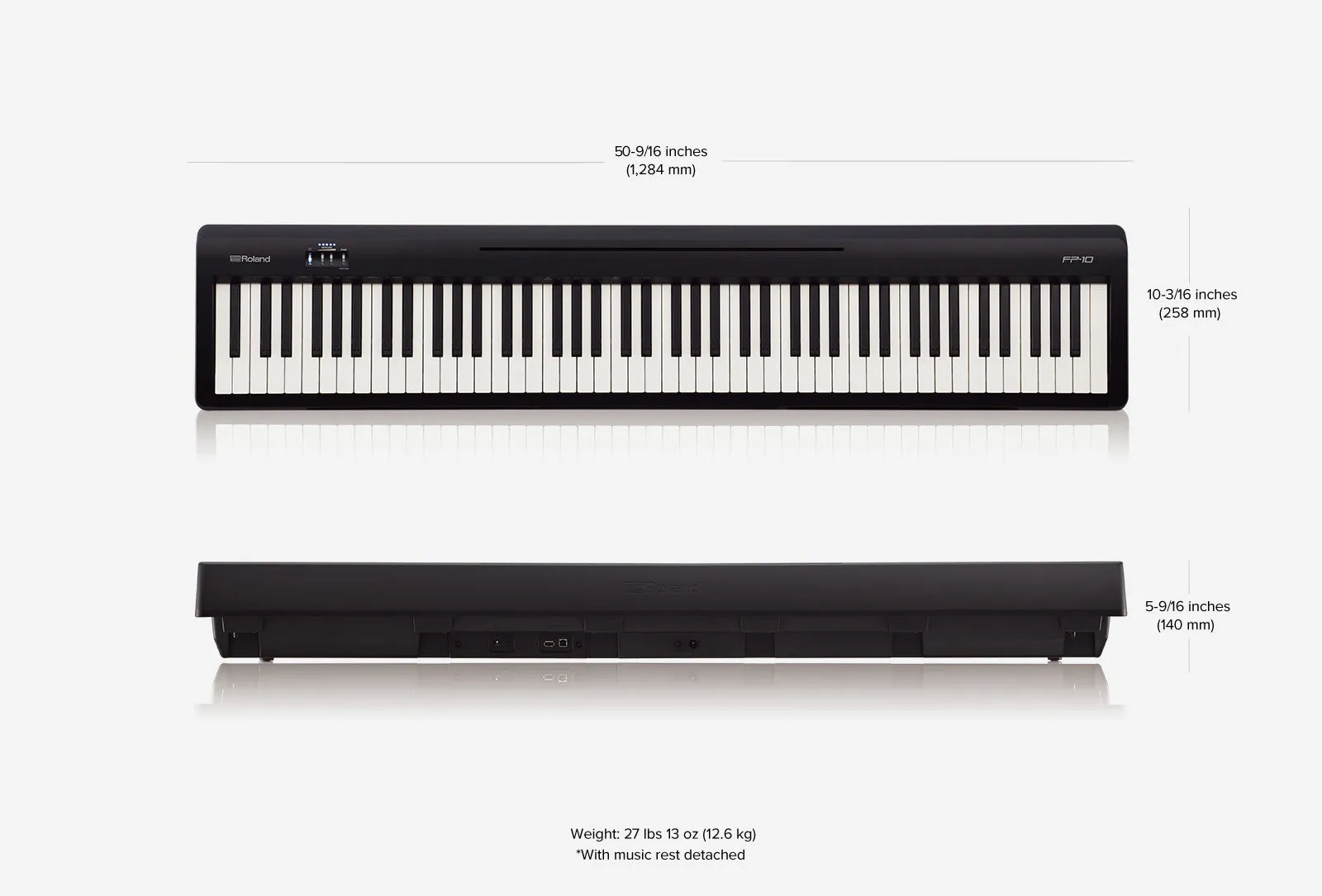 Roland FP-10 88-Key Digital Piano - Portable, Affordable, Weighted Action-Black