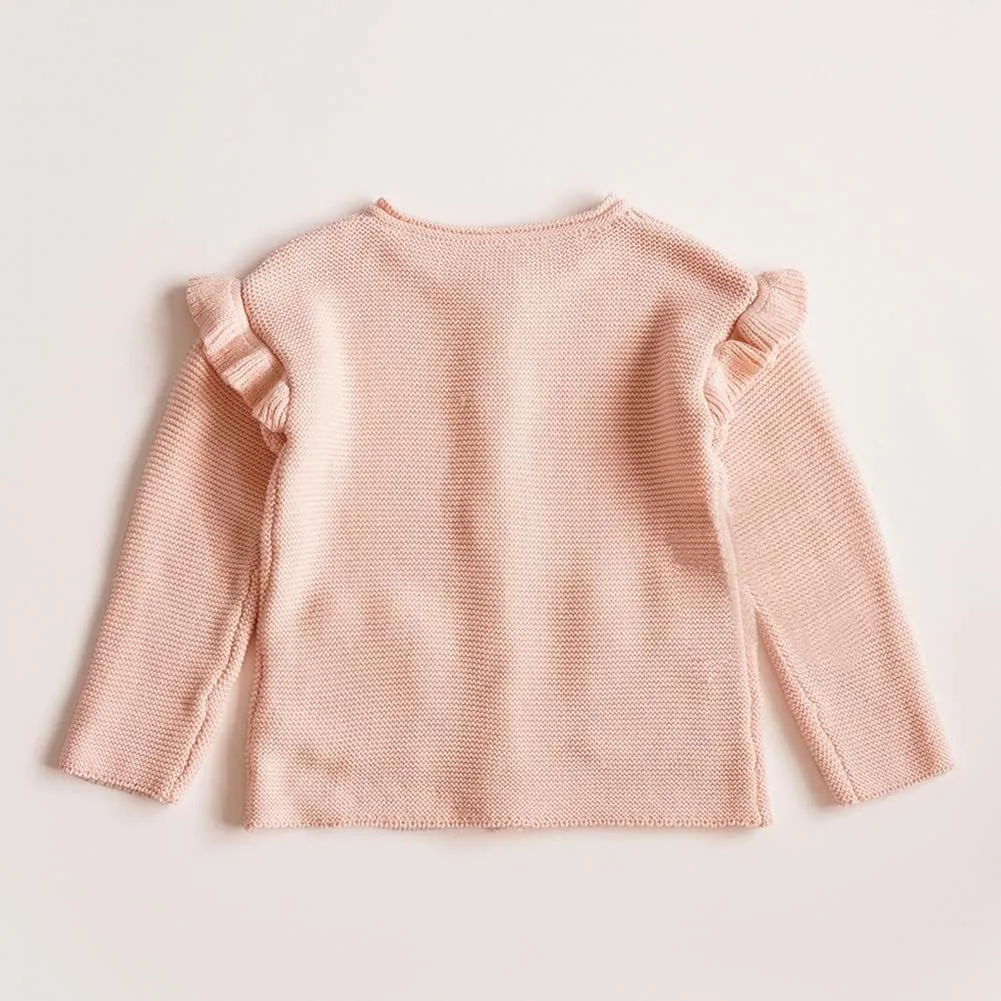 Rolanko Toddler Girls' Sweater Long Sleeve Open Front Button Down Knit Cardigan Kids Clothes 1-6 Years