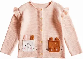 Rolanko Toddler Girls' Sweater Long Sleeve Open Front Button Down Knit Cardigan Kids Clothes 1-6 Years