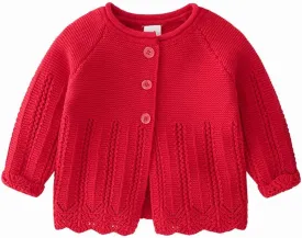 Rolanko Toddler Girls' Sweater Long Sleeve Open Front Button Down Knit Cardigan Kids Clothes 1-6 Years