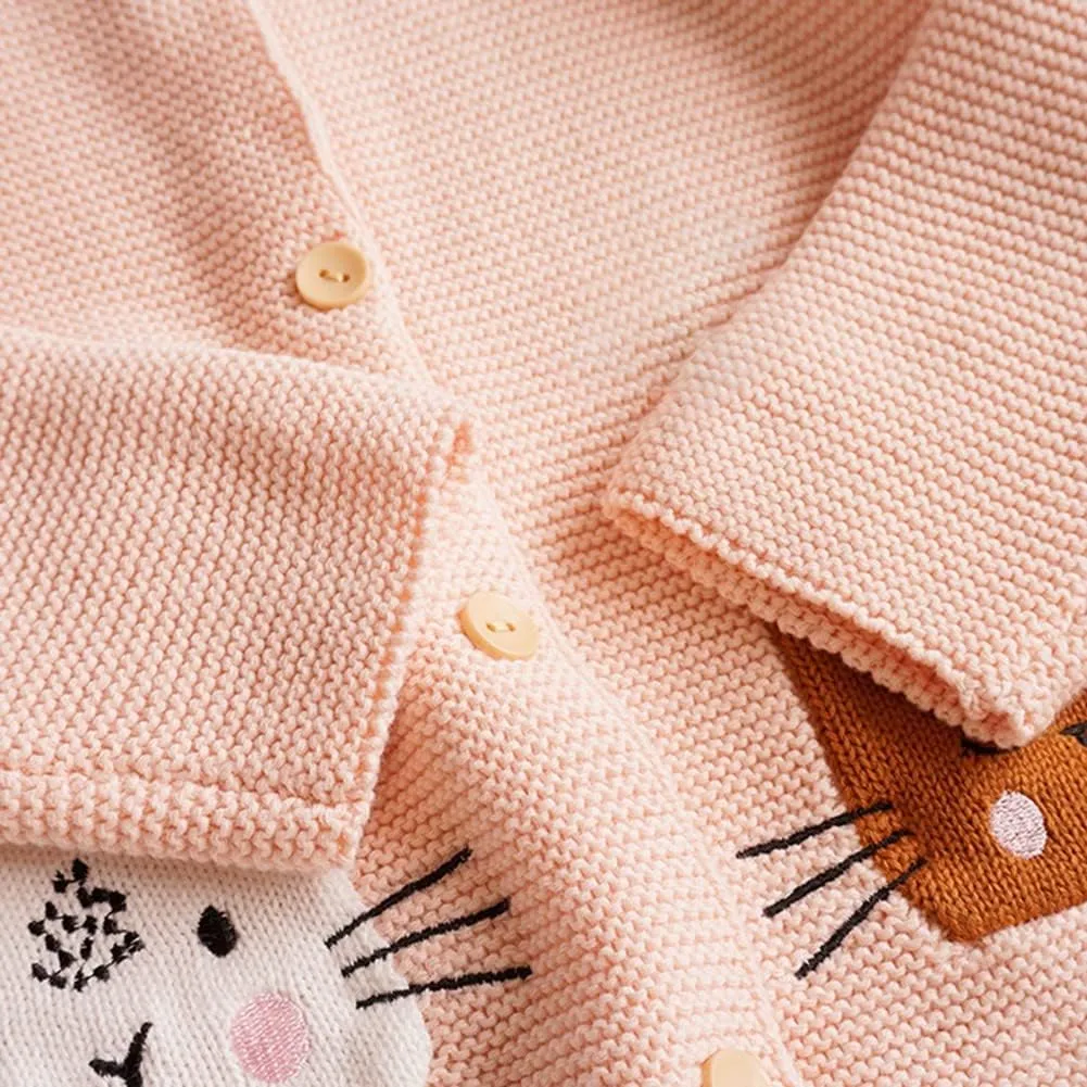 Rolanko Toddler Girls' Sweater Long Sleeve Open Front Button Down Knit Cardigan Kids Clothes 1-6 Years