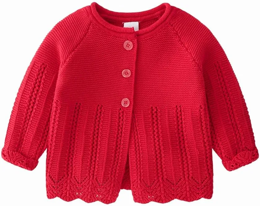 Rolanko Toddler Girls' Sweater Long Sleeve Open Front Button Down Knit Cardigan Kids Clothes 1-6 Years
