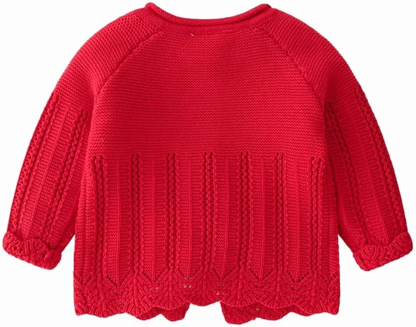 Rolanko Toddler Girls' Sweater Long Sleeve Open Front Button Down Knit Cardigan Kids Clothes 1-6 Years