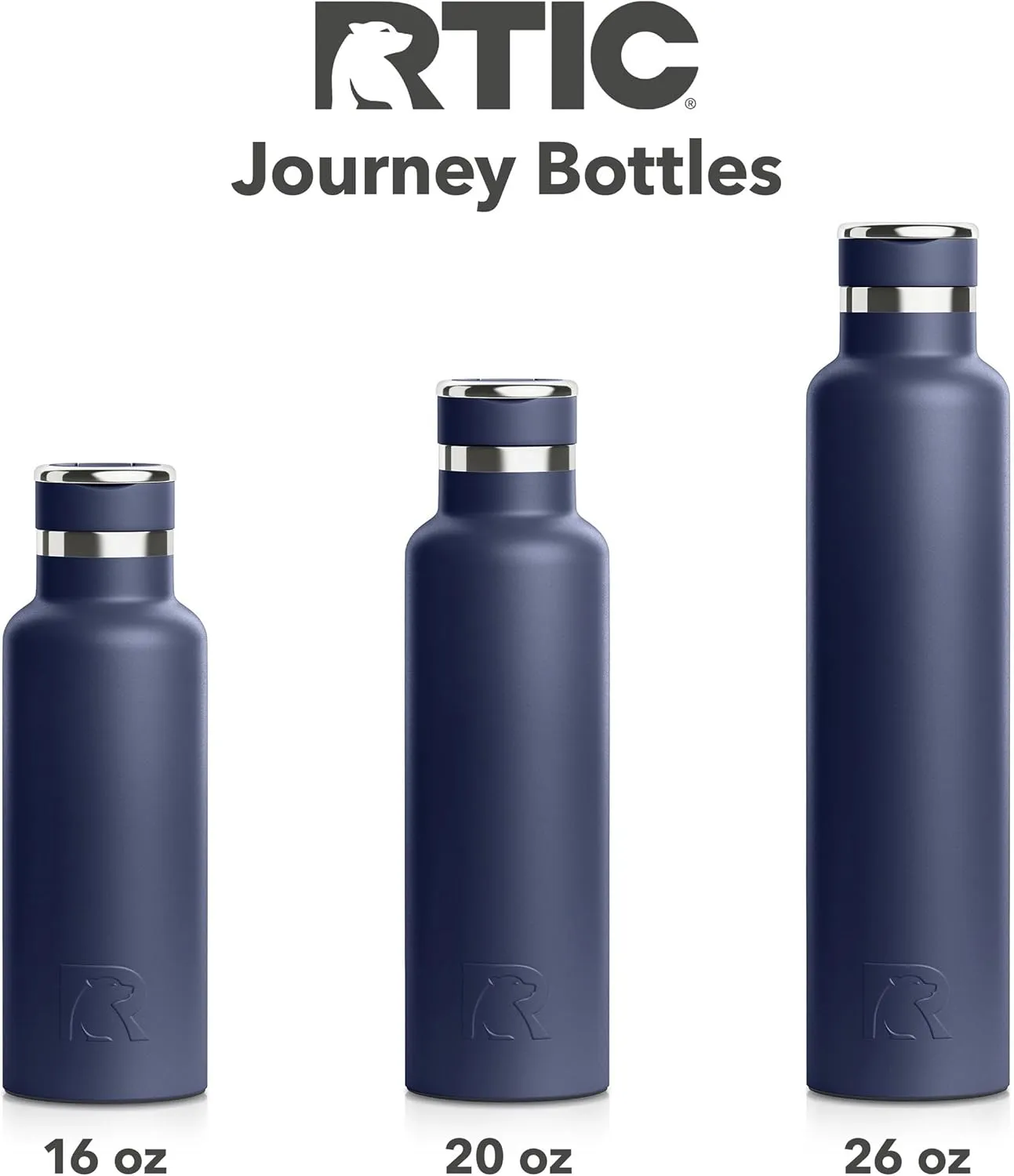 RTIC 26oz Journey Bottle Metal Stainless Steel Vacuum Insulated, BPA Free, Reusable, for Water, Hot and Cold Drinks, Travel, Sports, Camping, Navy