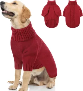SAWMONG Dog Sweater for Large Dogs, Turtleneck Knitted Pullover Sweater Sweatshirt, Classic Winter Warm Pet Sweater for Boy Girl Cat Sweater (Red, XL)