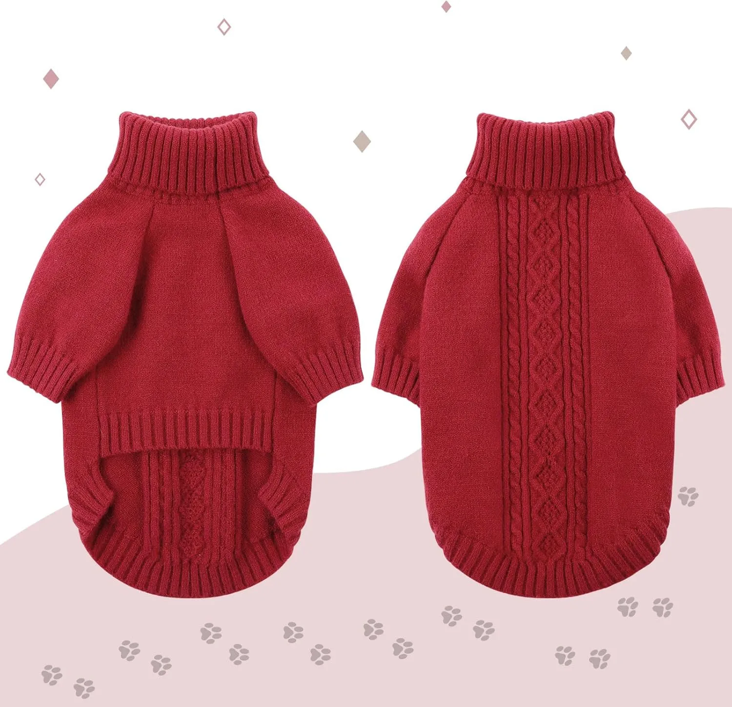 SAWMONG Dog Sweater for Large Dogs, Turtleneck Knitted Pullover Sweater Sweatshirt, Classic Winter Warm Pet Sweater for Boy Girl Cat Sweater (Red, XL)