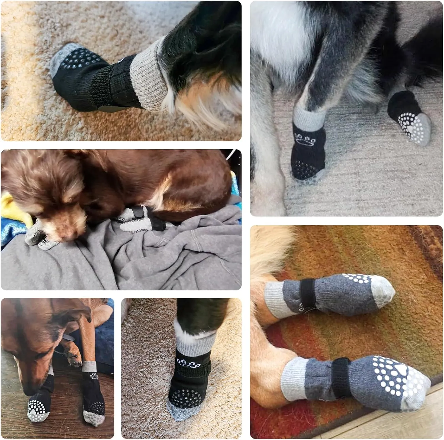 SCENEREAL Dog Socks to Prevent Licking Paws for Hot/Cold Pavement Anti Slip, Dog Shoes for Hardwood Floors, Dog Boots & Paw Protectors with Grippers for Small Medium Large Senior Dogs, Grey M