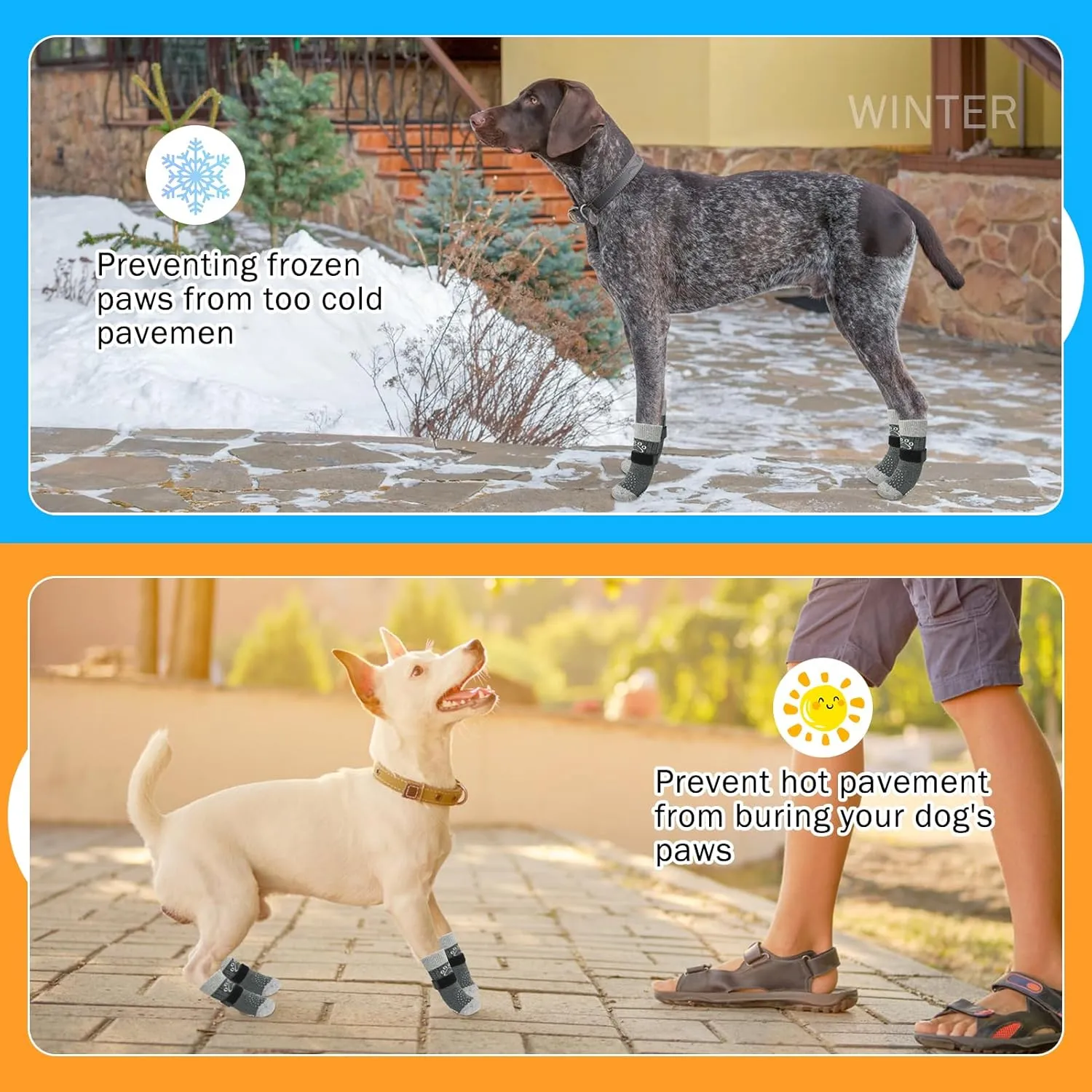 SCENEREAL Dog Socks to Prevent Licking Paws for Hot/Cold Pavement Anti Slip, Dog Shoes for Hardwood Floors, Dog Boots & Paw Protectors with Grippers for Small Medium Large Senior Dogs, Grey M