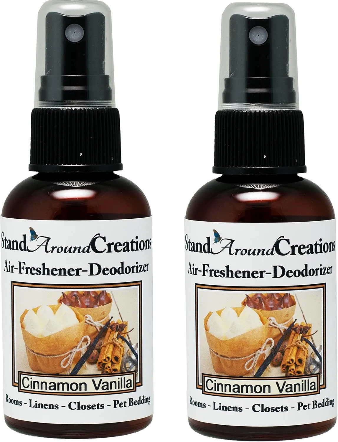 Set of 2 - Concentrated Spray For Room/Linen/Room Deodorizer/Air Freshener - 2 fl oz - Scent - Cinnamon Vanilla - The scent of spicy cinnamon w/sweet vanilla.
