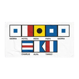 Ships Cat Spelled Out With Semaphore Flags Towel