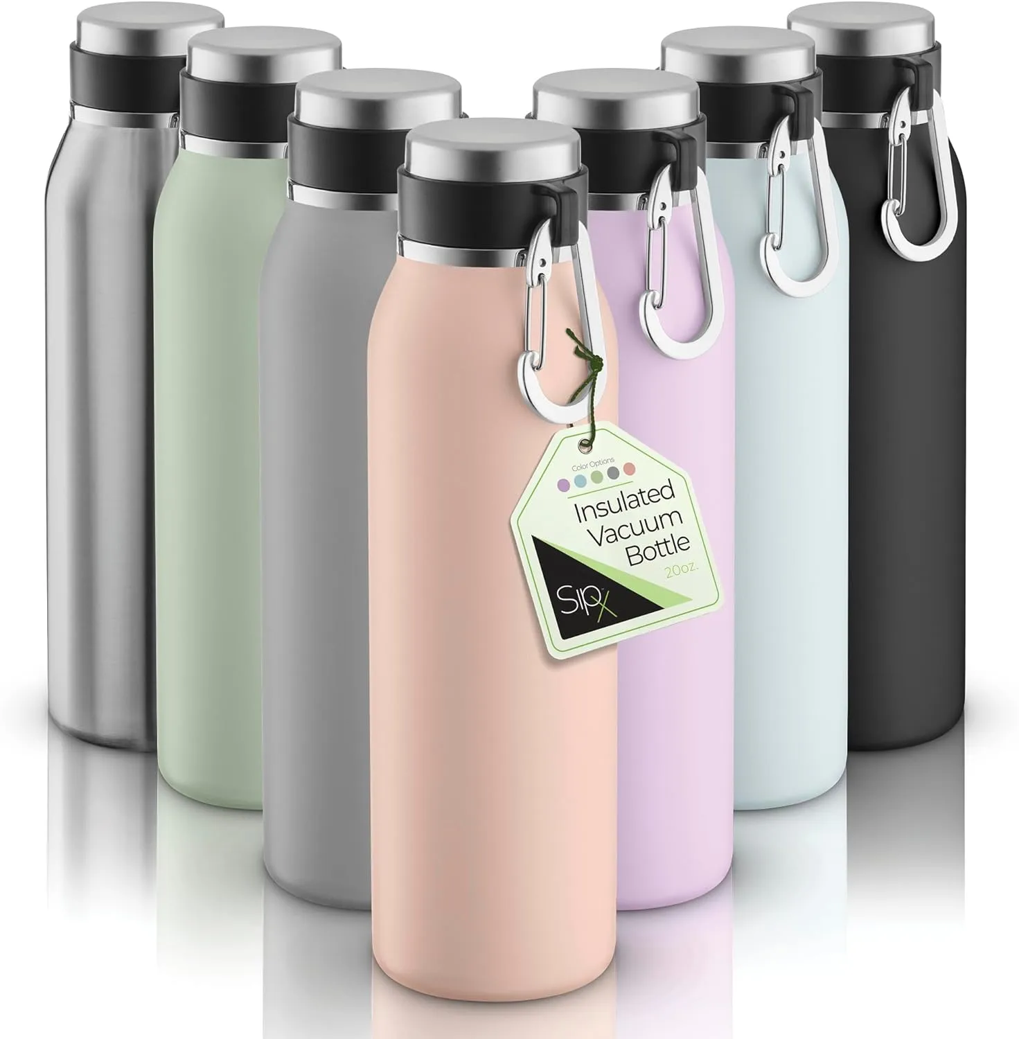 SipX Triple-Insulated Stainless Steel Water Bottle - 20oz. With Cover Lid, BPA-Free Reusable Insulated Water Bottle Keeps Cold For 24 Hours, (Pink)