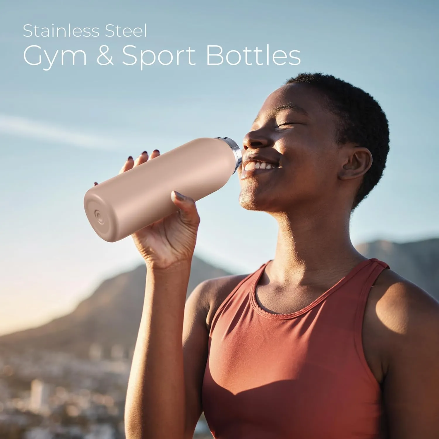SipX Triple-Insulated Stainless Steel Water Bottle - 20oz. With Cover Lid, BPA-Free Reusable Insulated Water Bottle Keeps Cold For 24 Hours, (Pink)