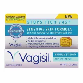 Vagisil | Maximum Strength For Sensitive Skin | Stops Itch Fast | Hydrocortisone Formula | 1 oz