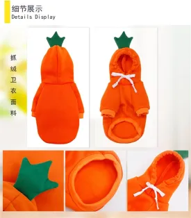 Warm Dog Winter Clothes Cute Fruit Dog Coat Hoodies Fleece Pet Dogs Costume Jacket for French Bulldog Chihuahua Ropa para Perro(Orange,S)