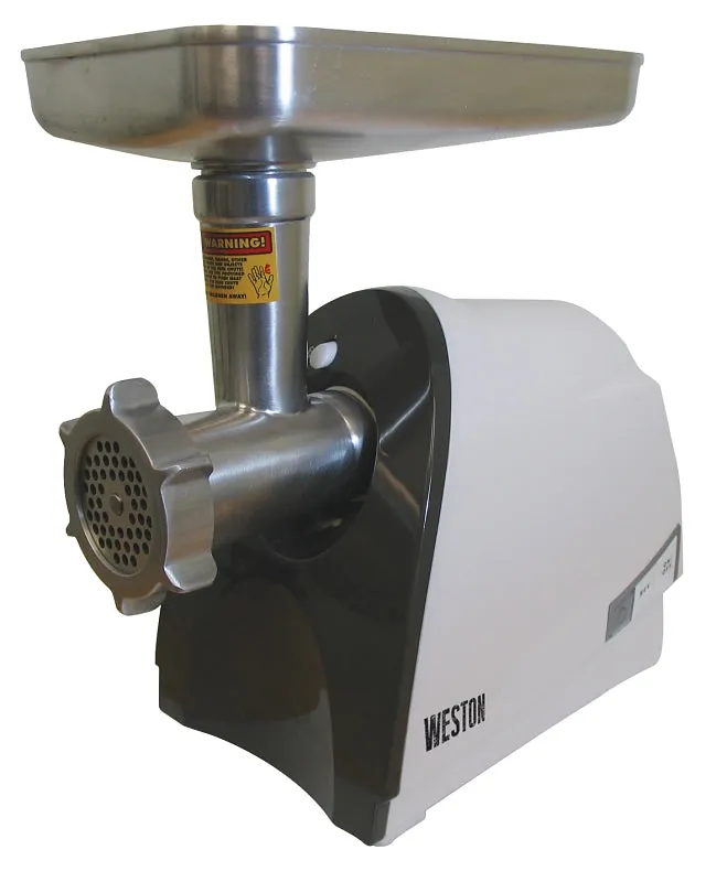 Weston 33-0201-W Meat Grinder and Sausage Stuffer, 575 W, Stainless Steel, White :EA: QUANTITY: 1