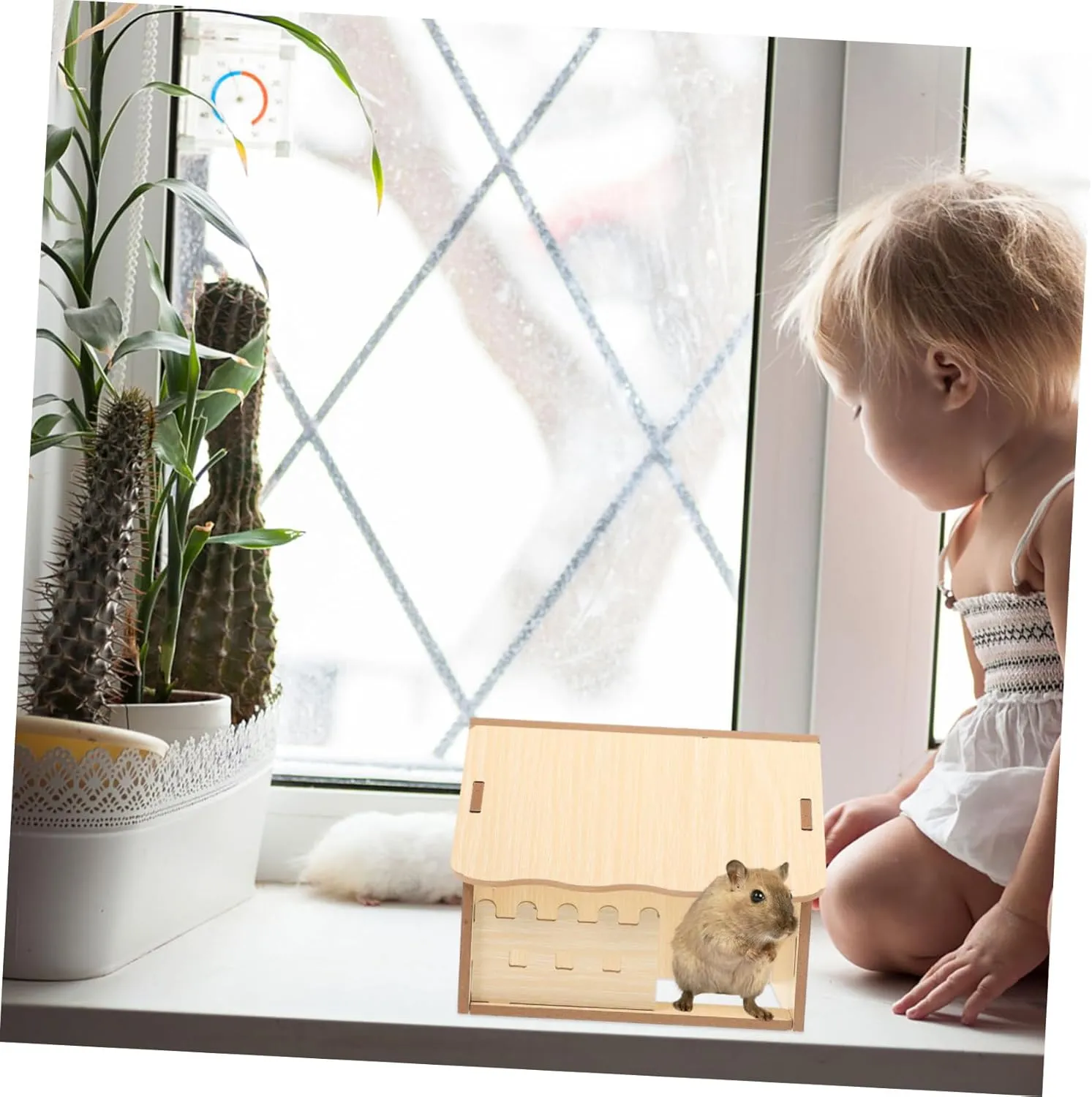 YARNOW Wooden Hamster Hideout Guinea Pig House Assembling One-Bedroom Multi-Chamber Cabin Safe for Pet
