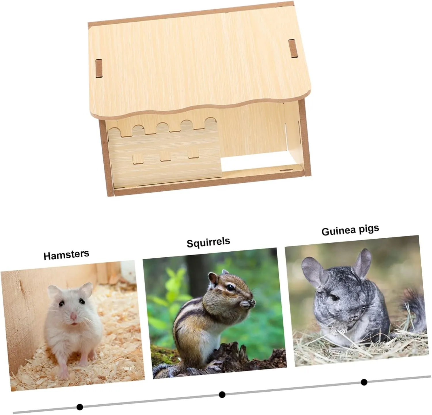 YARNOW Wooden Hamster Hideout Guinea Pig House Assembling One-Bedroom Multi-Chamber Cabin Safe for Pet