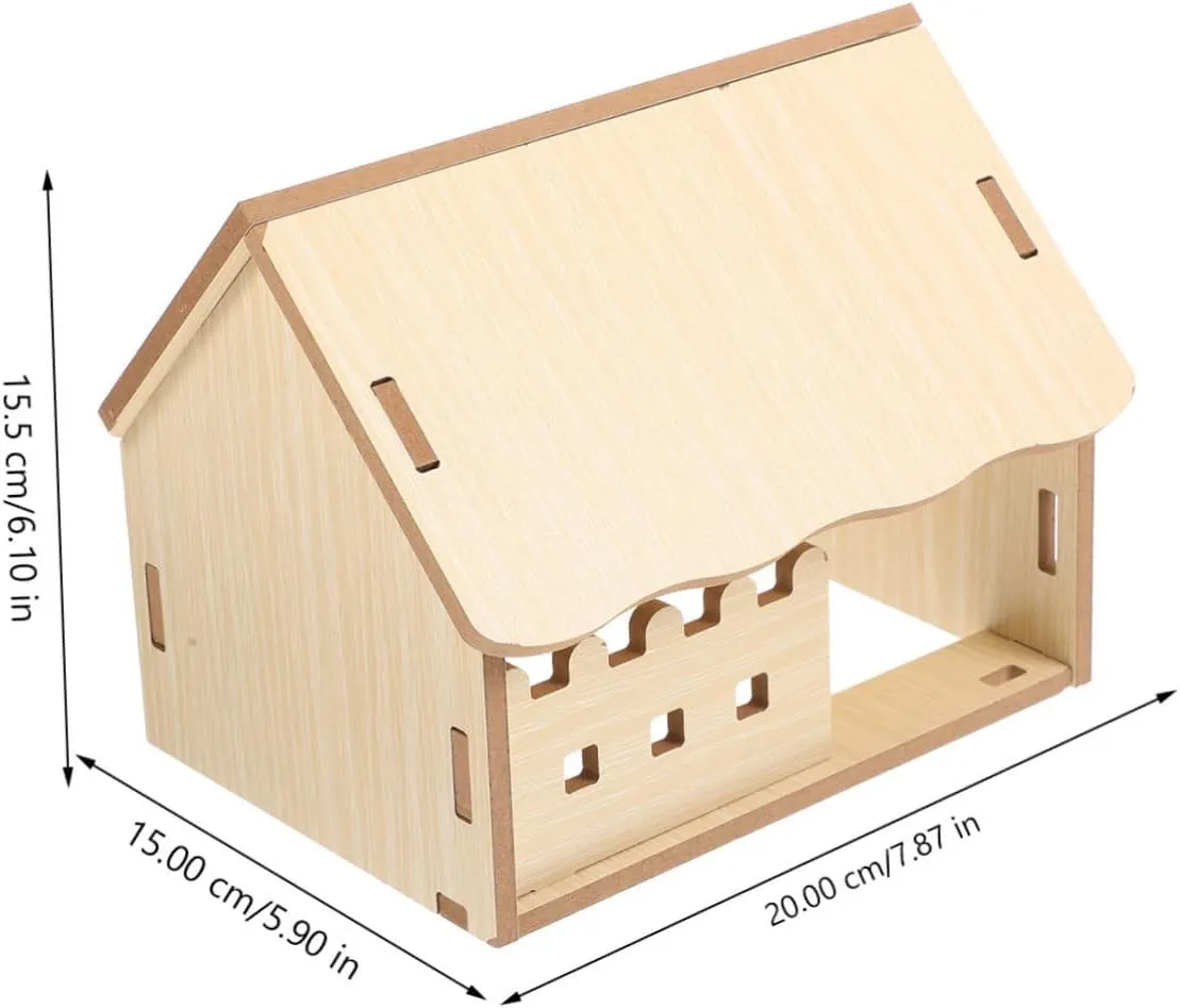 YARNOW Wooden Hamster Hideout Guinea Pig House Assembling One-Bedroom Multi-Chamber Cabin Safe for Pet