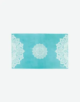 Yoga Hand Towel - Mandala Turquoise - Lightweight, Absorbent Material