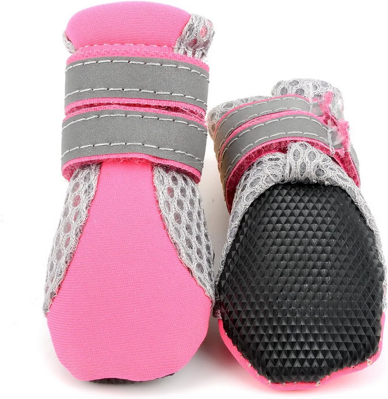 Zunea Dog Boots for Hot Pavement Summer Breathable Soft Mesh Paw Protectors Puppy Small Dog Shoes with Adjustable Safe Reflective Strap and Rugged Anti-Slip Sole for Hiking Running Pink Mini L
