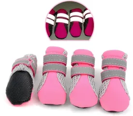 Zunea Dog Boots for Hot Pavement Summer Breathable Soft Mesh Paw Protectors Puppy Small Dog Shoes with Adjustable Safe Reflective Strap and Rugged Anti-Slip Sole for Hiking Running Pink Mini L