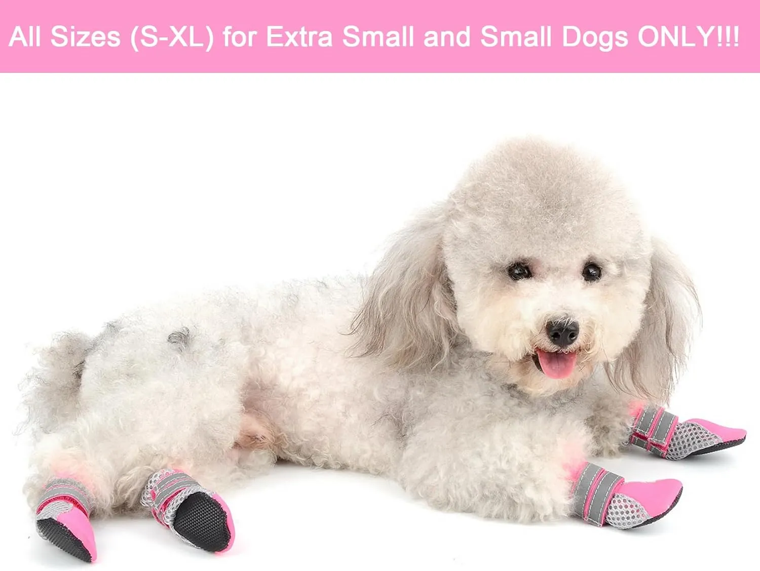 Zunea Dog Boots for Hot Pavement Summer Breathable Soft Mesh Paw Protectors Puppy Small Dog Shoes with Adjustable Safe Reflective Strap and Rugged Anti-Slip Sole for Hiking Running Pink Mini L