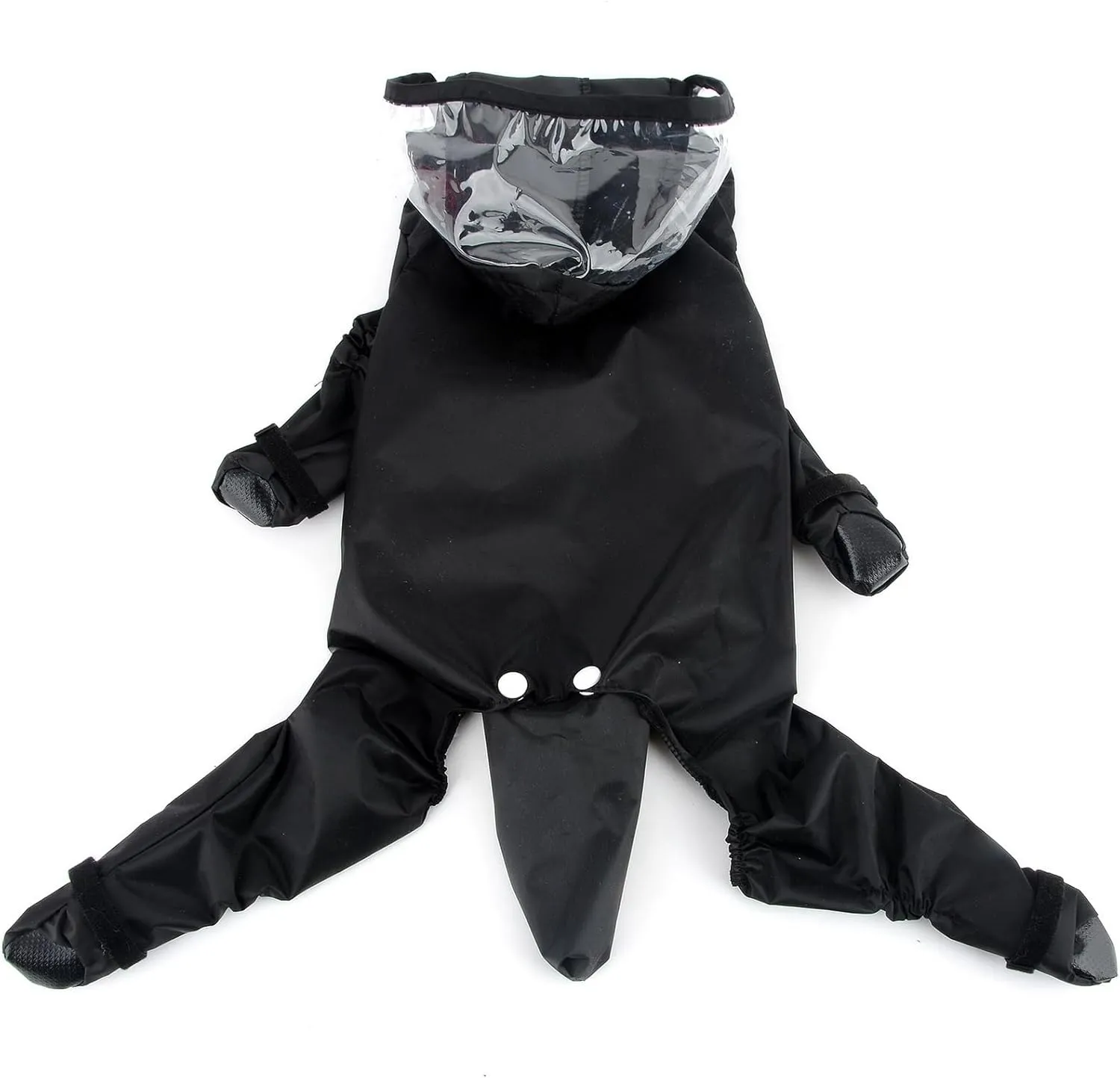 Zunea Waterproof Dog Raincoat with Hood for Small Dogs Rain Poncho Jumpsuit with Rain Boots Puppy Hooded Slicker Rainwear Four-Legged Pet Rain Jacket for Walking Black S