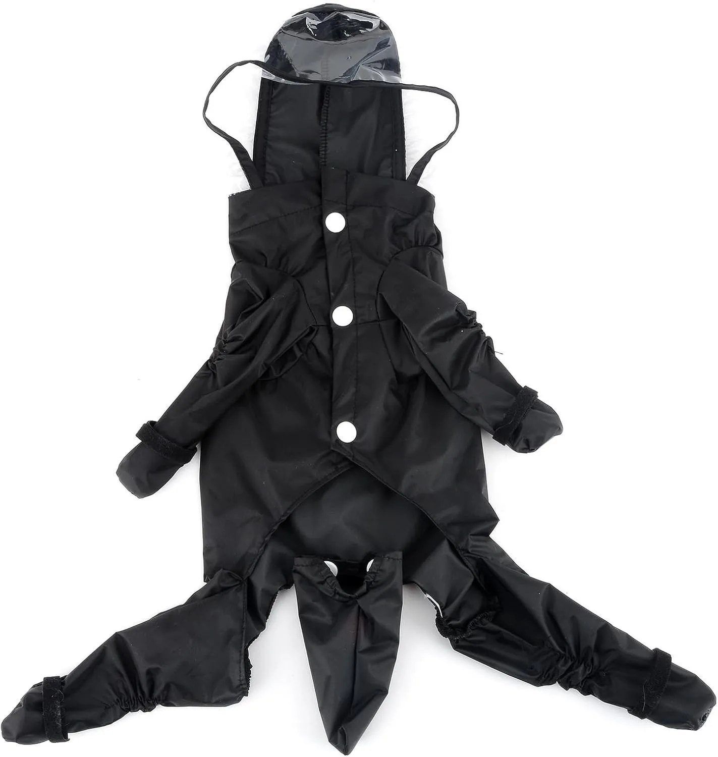 Zunea Waterproof Dog Raincoat with Hood for Small Dogs Rain Poncho Jumpsuit with Rain Boots Puppy Hooded Slicker Rainwear Four-Legged Pet Rain Jacket for Walking Black S