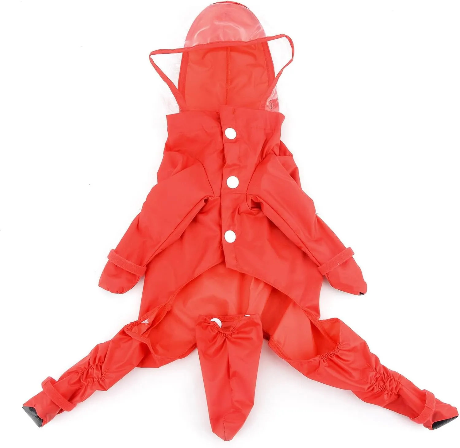 Zunea Waterproof Dog Raincoat with Hood for Small Dogs Rain Poncho Jumpsuit with Rain Boots Puppy Hooded Slicker Rainwear Four-Legged Pet Rain Jacket for Walking Red S