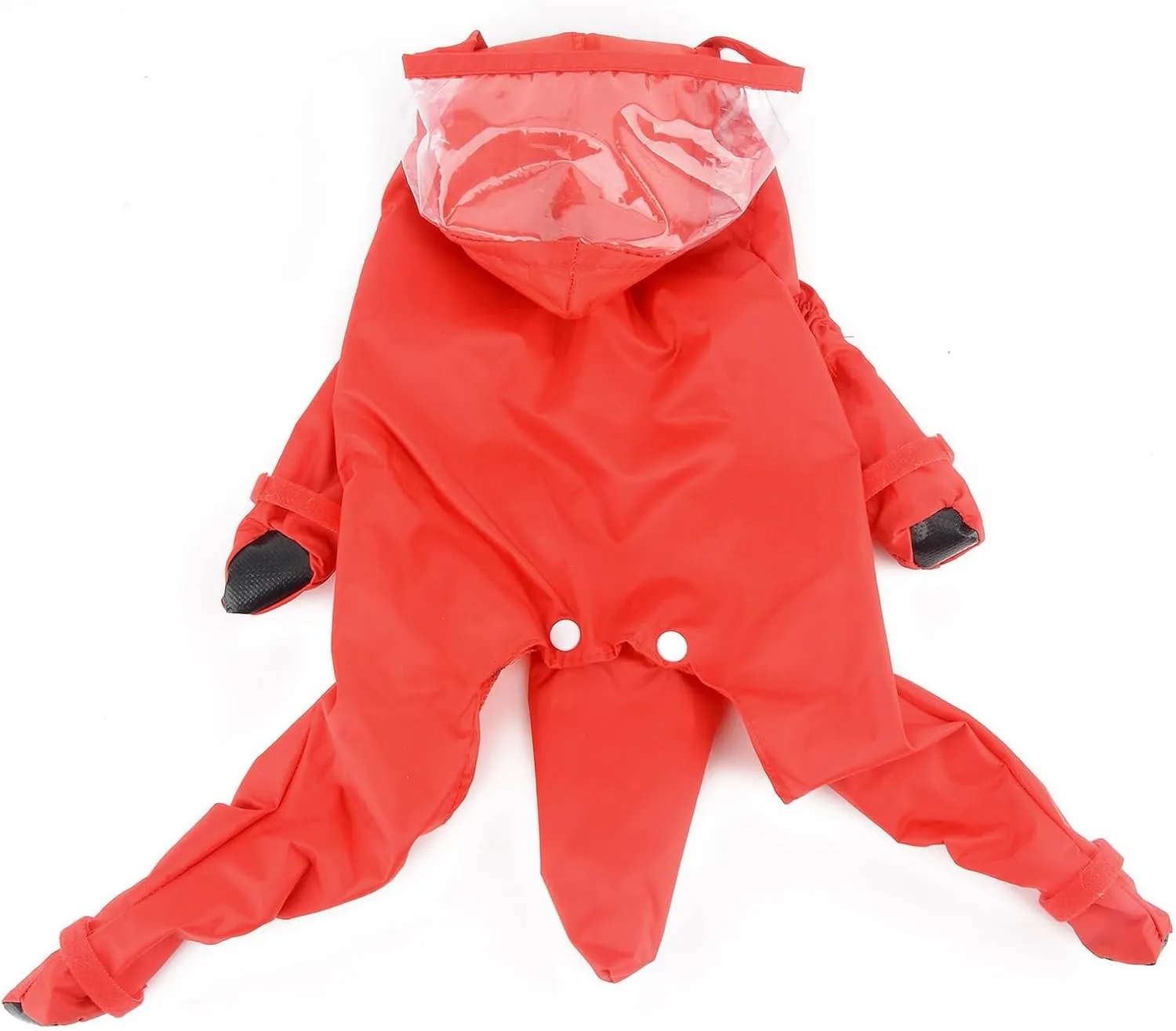 Zunea Waterproof Dog Raincoat with Hood for Small Dogs Rain Poncho Jumpsuit with Rain Boots Puppy Hooded Slicker Rainwear Four-Legged Pet Rain Jacket for Walking Red S